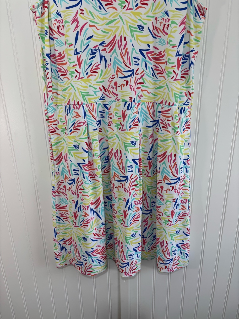 Lulu-B SPF Cooling Colorful Abstract Print Sleeveless Fit & Flare Dress M - Picture 5 of 13